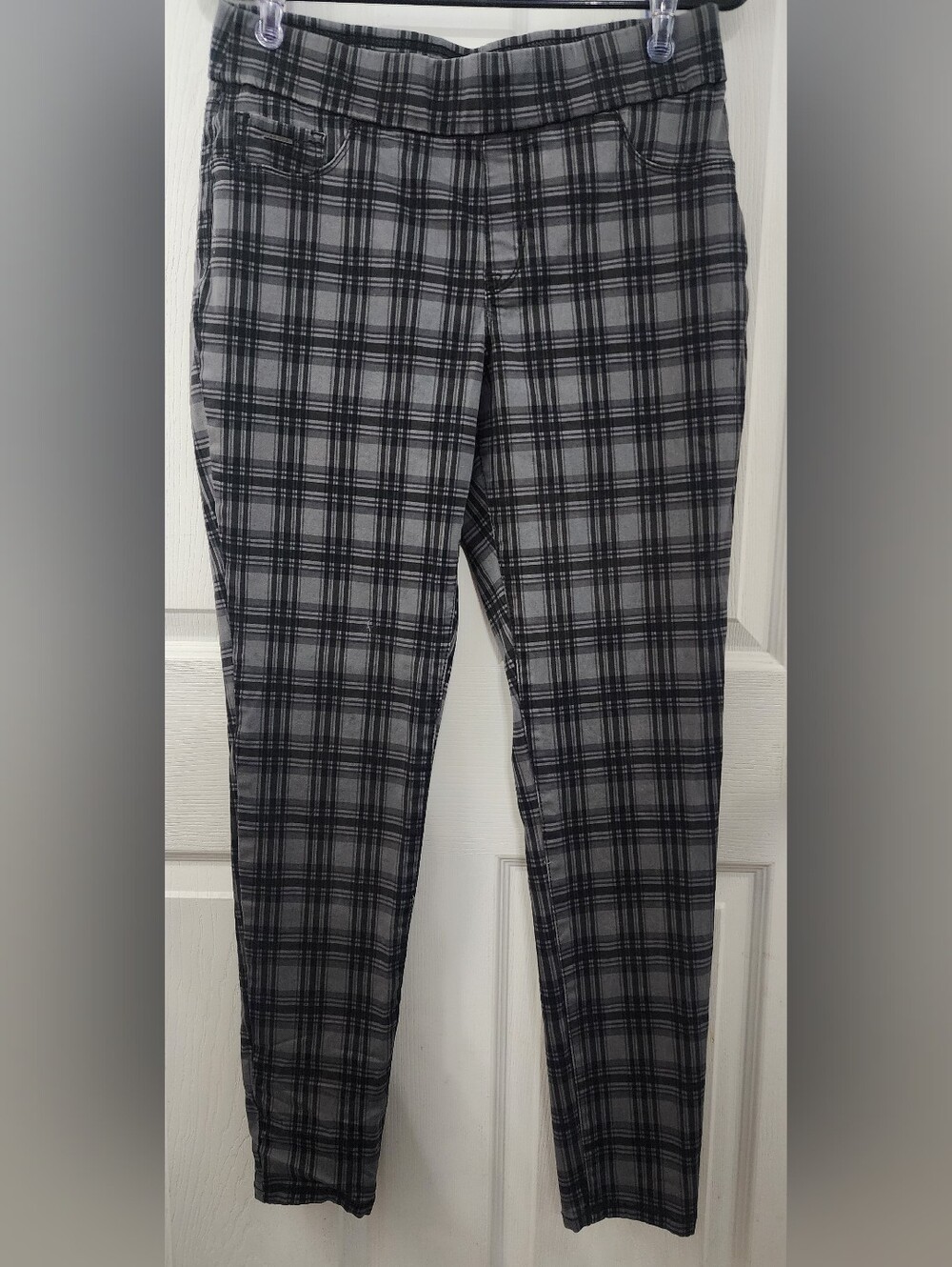 Nine West Heidi Pull-On Skinny Plaid Pants Size 8